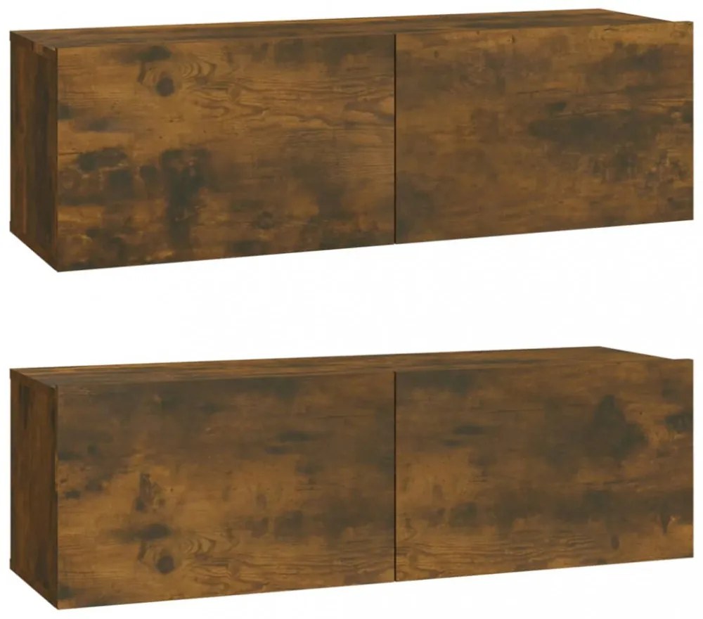 2 db füstös -tölgyszín szerelt fa fali TV-szekrény 100x30x30 cm