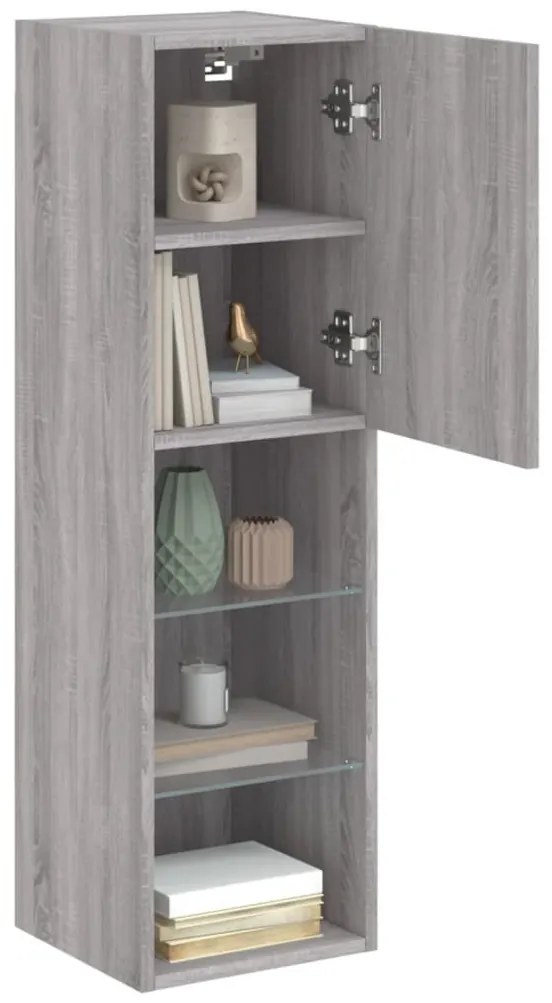 2 db szürke sonoma TV-szekrény LED-ekkel 30,5 x 30 x 102 cm