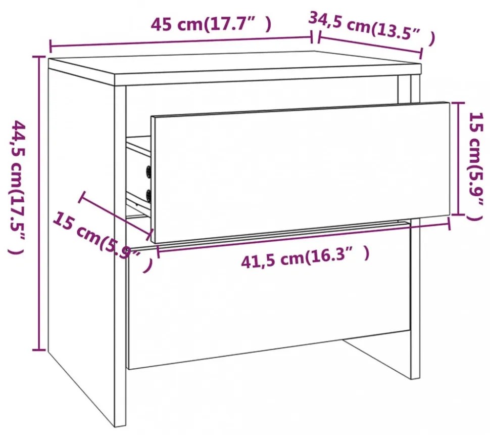 2 db betonszürke szerelt fa éjjeliszekrény 45x34,5x44,5 cm