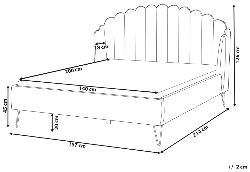 Franciaágy 140 cm Alise (bézs bársony) (ágyráccsal). 1077500