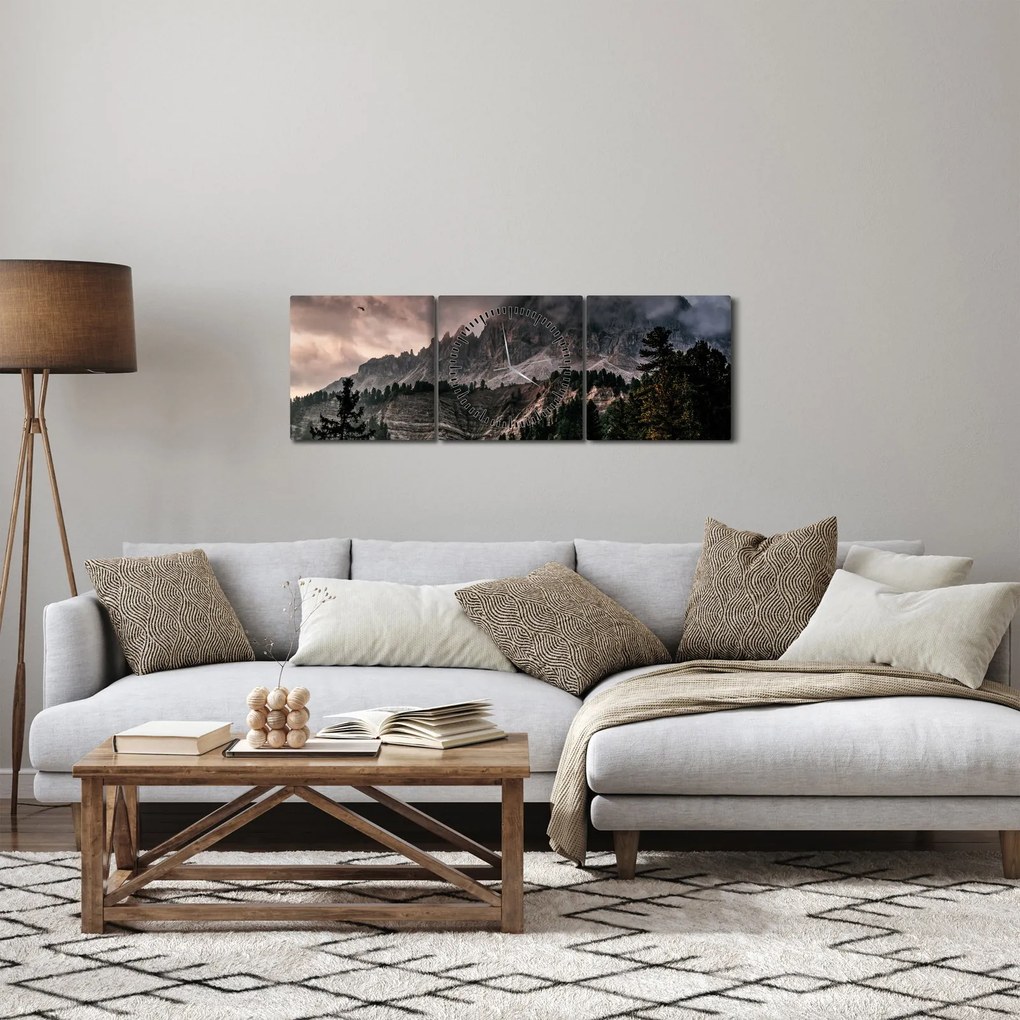 Sziklás hegyek képe (órával) (90x30 cm)