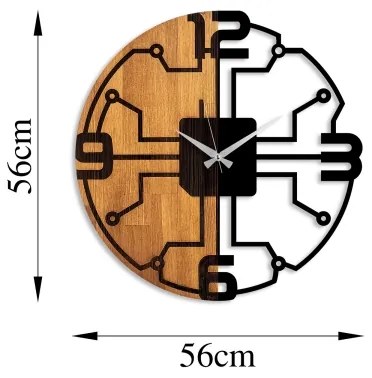 Fali óra 56 cm átmérő, 1xAA, fa/fém kivitel