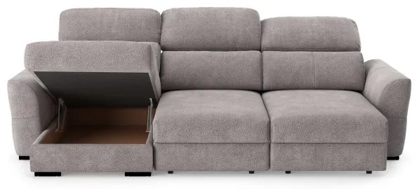 Univerzális sarokkanapé, kihúzható, háromszemélyes, tárolórekesszel TRENTO taupe