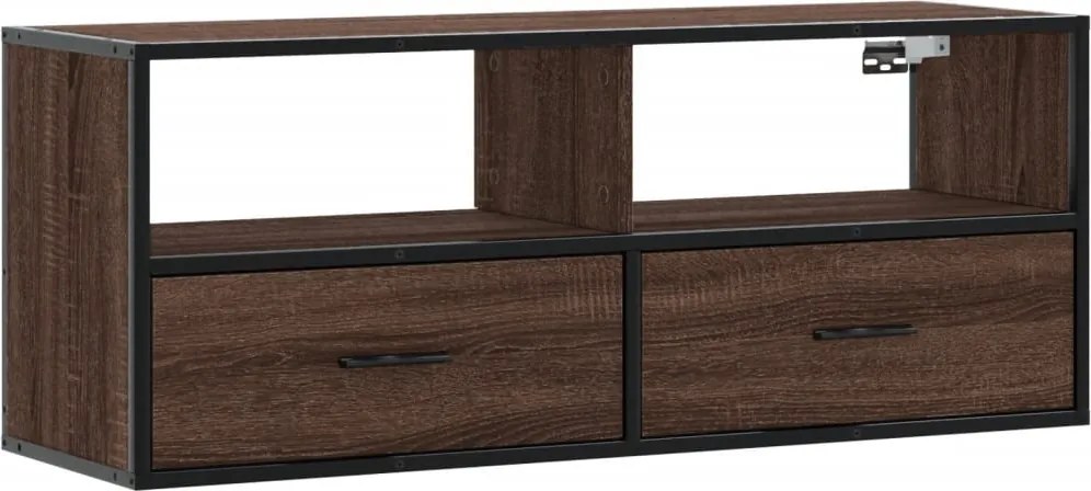 vidaXL barna tölgy színű szerelt fa és fém TV-szekrény 100x31x39,5 cm
