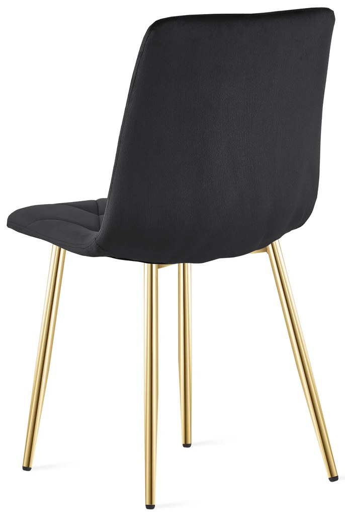 Fekete bársony étkezőszék LIBRA arany lábakkal