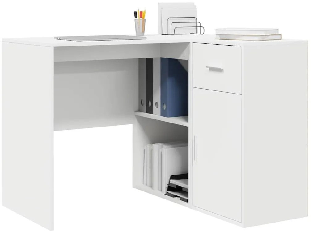 Sarokíróasztal fiókkal 2 pcs Fehér 102 x 50 x 75 cm Faanyag