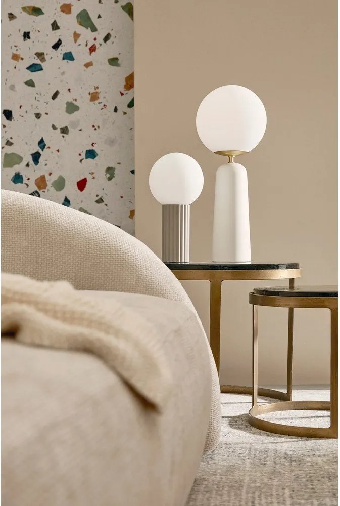 Fehér fém asztali lámpa üveg búrával (magasság 51 cm) Delphine – Bizzotto