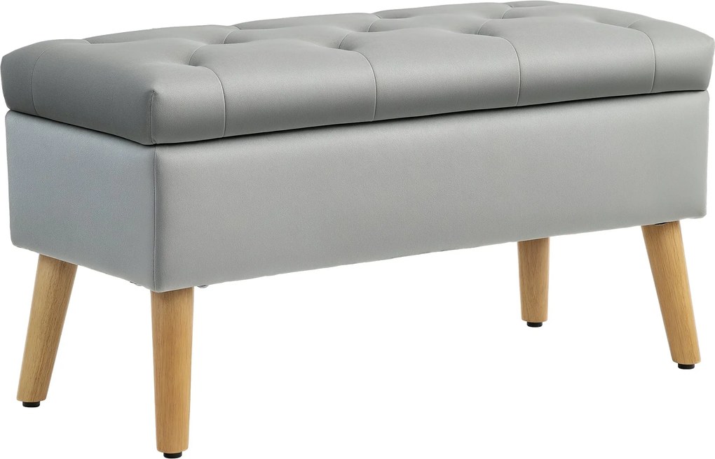 HOMCOM Tároló Pad Puffal, Kárpitozott Ülés, Fedeles Puff, Ágy Pad Bársonyos Megjelenéssel, Előszobába, Hálószobába, Nappaliba, Gumifa 80 x 35 x 40 cm