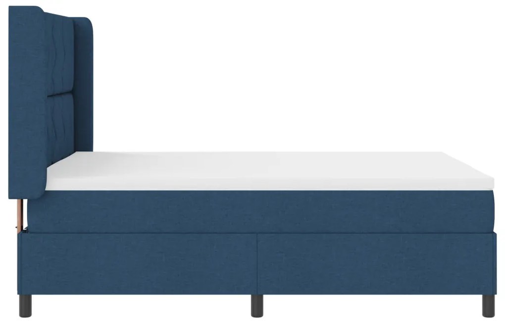 Boxspring Ágy Matrac & Kék LED 140x190 cm Szövet