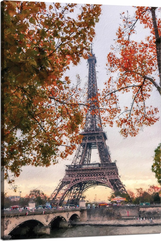 Vászonkép Eiffel-torony Franciaország Pasztell fák Ősz 80x120 cm