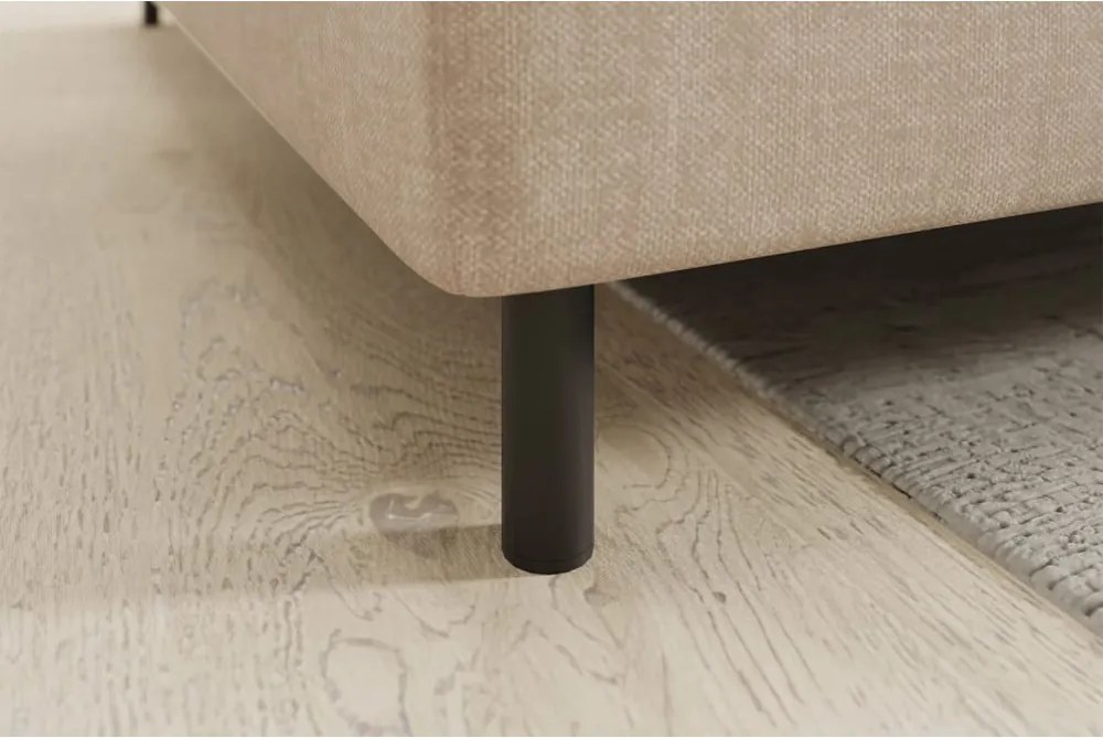 Bézs bársony kinyitható-tárolóhelyes sarokkanapé (bal oldali-L alakú) Barea – ELTAP