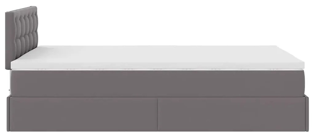 szürke műbőr ottomán ágy matracokkal &amp; LED-ek 120x190 cm