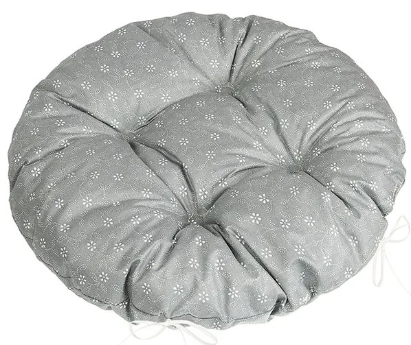 Bellatex Adéla varrott, kerek ülőpárna, szürke, 40 x 40 cm