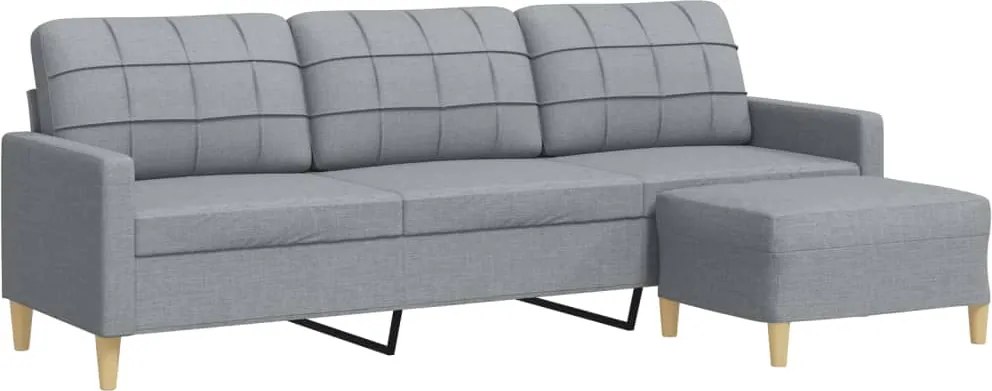 vidaXL 3 személyes világosszürke szövet kanapé lábtartóval 210 cm