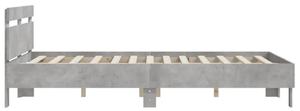 betonszürke szerelt fa ágykeret fejtámlával 150x200 cm