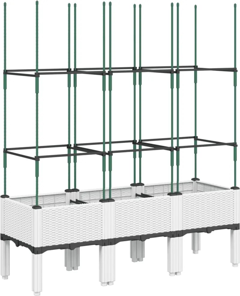 vidaXL fehér polipropilén rácsos kerti ültetőláda 120 x 40 x 142,5 cm