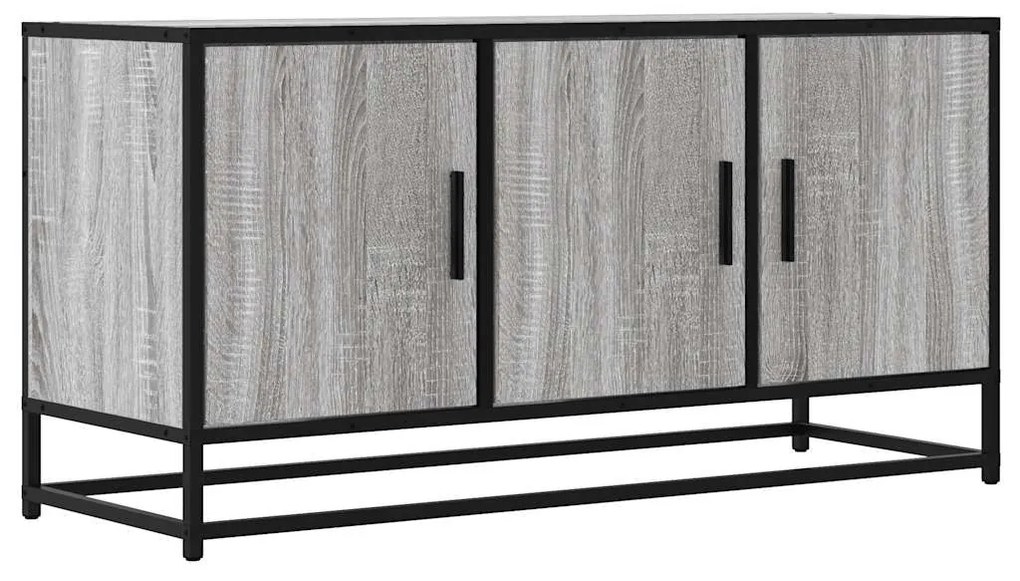 szürke sonoma színű szerelt fa és fém TV-szekrény 100x35x50 cm