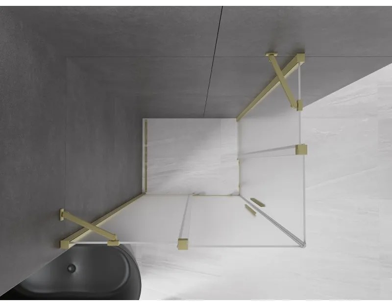 Mexen Velar Duo, zuhanykabin tolóajtóval 90 x 80 cm, 8 mm-es matt üveg, arany matt, 871-090-080-32-55