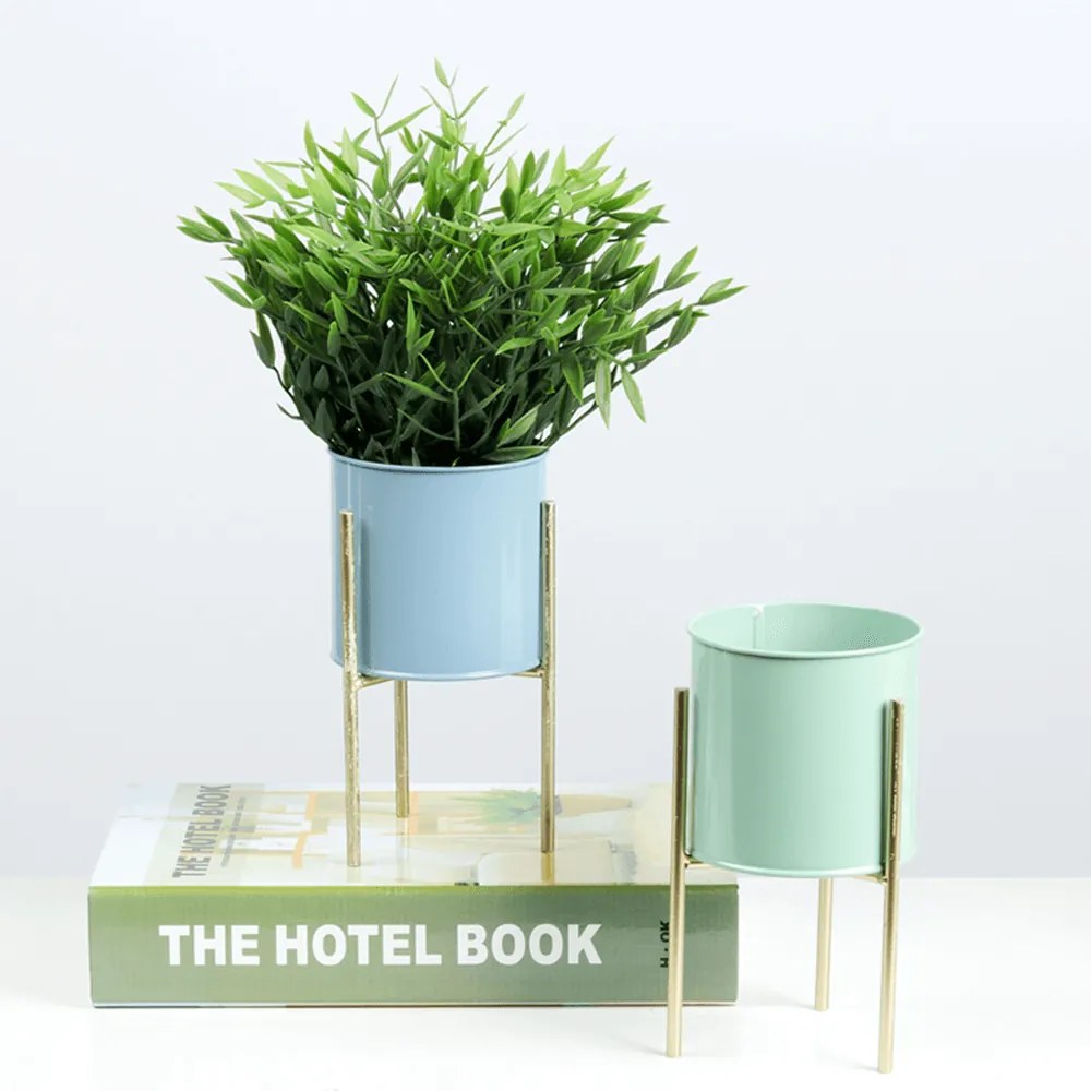 2 darabos virágtartó szett, kék/neo mint/arany, ROZEL SET