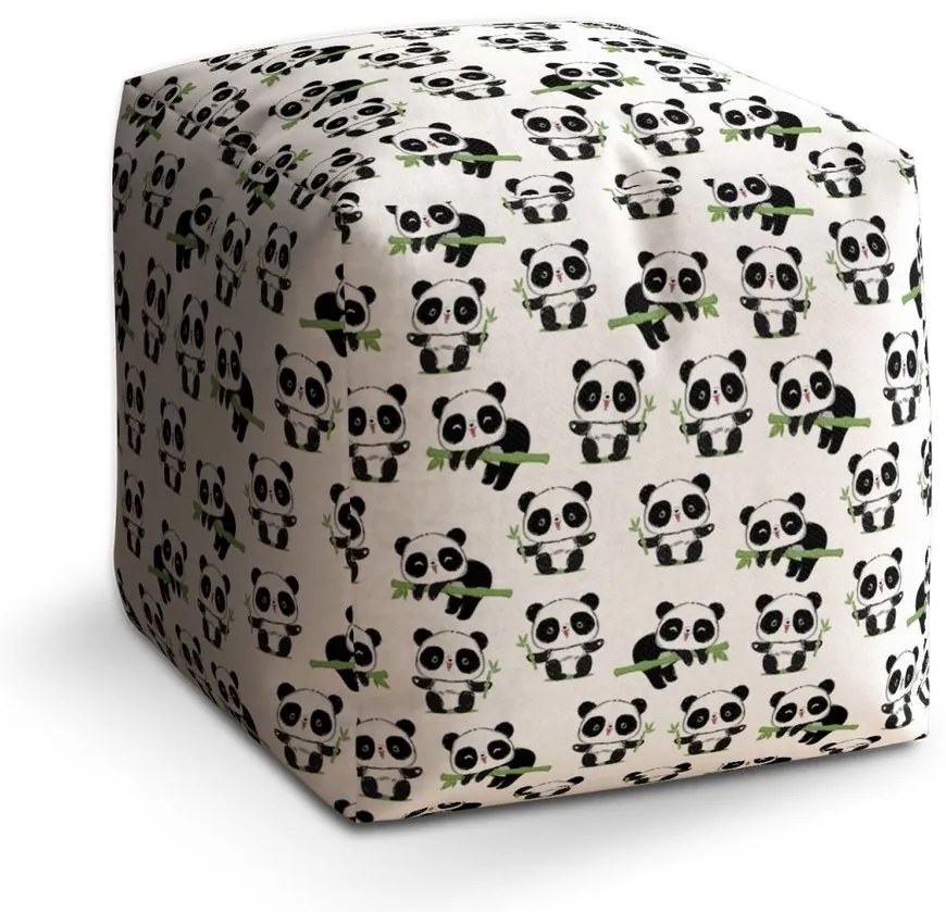 Cube zsámoly pandák ágacskával, fehér / fekete