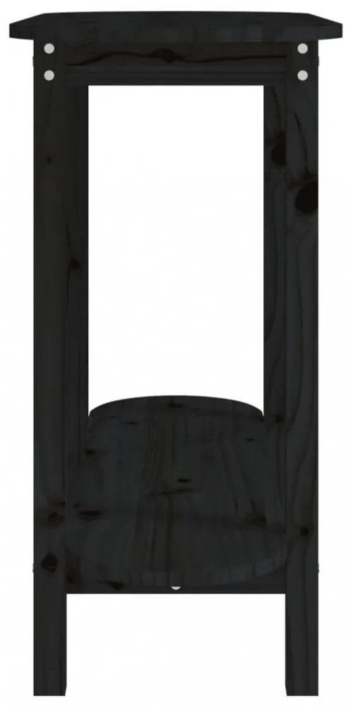 fekete tömör fenyőfa tálalóasztal 110x40x80 cm