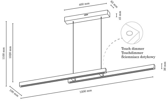 Spot-Light 1519674 - LED fényerőszabályozható kábeles csillár SMAL 2xLED/22,5W/230V