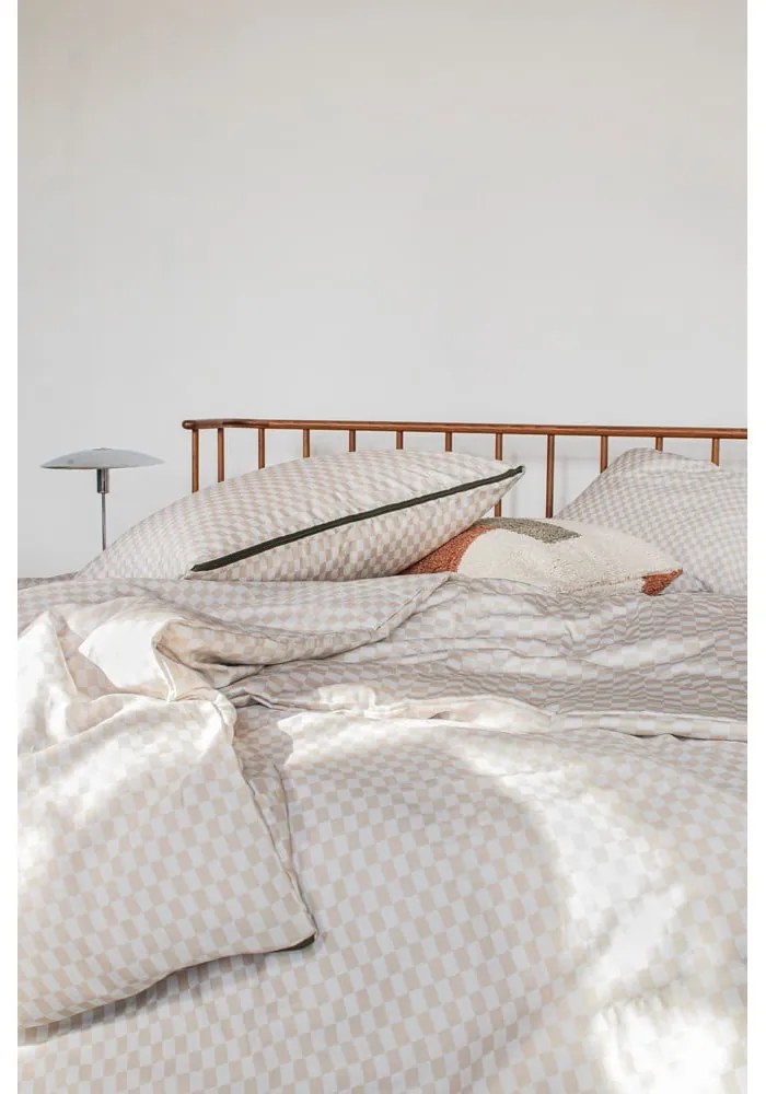 Bézs egyszemélyes hosszabbított pamut-szatén ágyneműhuzat 140x220 cm Mini – Mette Ditmer Denmark