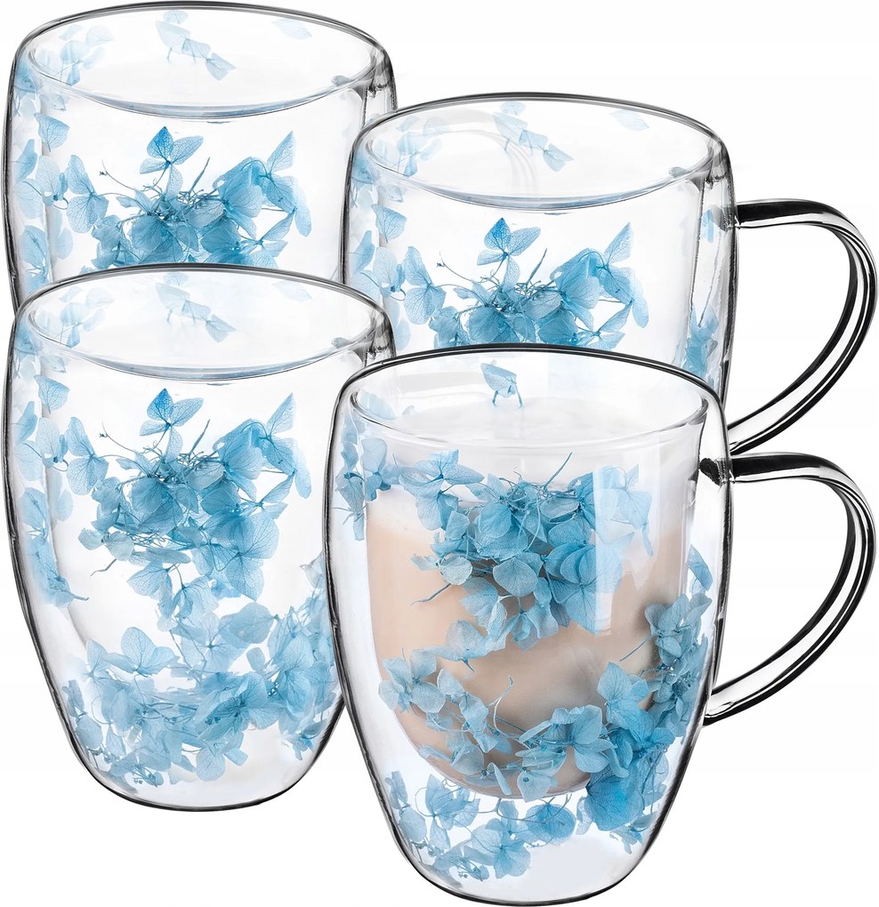 Thermo Poharak Kávé Tea 350 ml 4 db Virágokkal Virágok Bögre