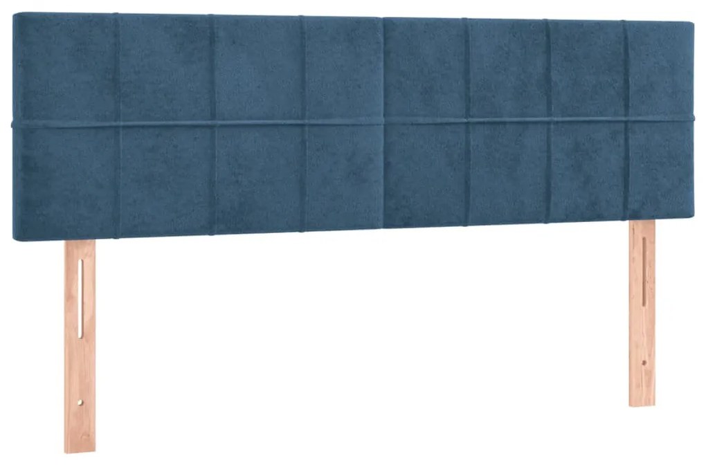 sötétkék bársony rugós ágy matraccal 140x200 cm