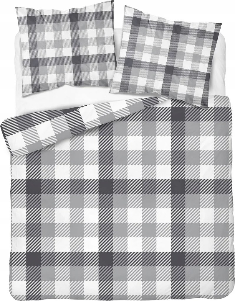 Pamut-szatén Ágyneműhuzat 180X200 Home Satin Kockás Fehér-szürke