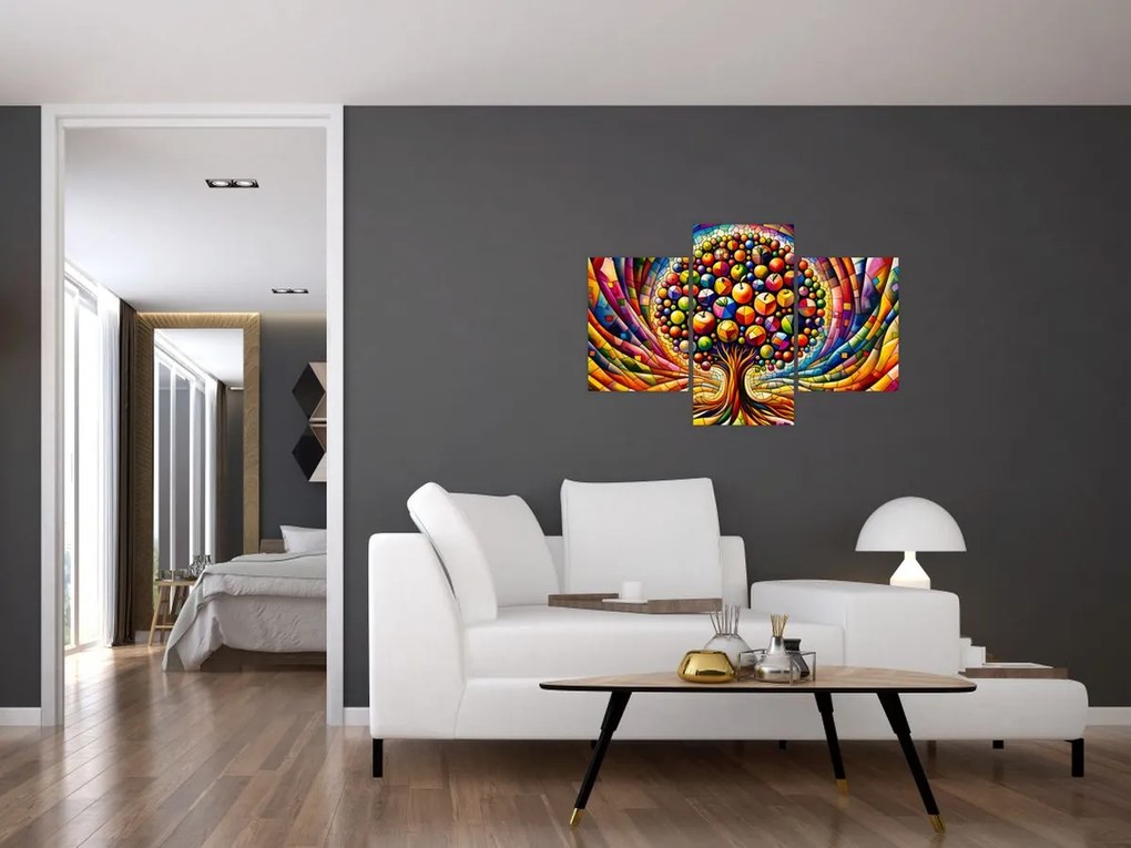 Kép – Színes fa almákkal (90x60 cm)