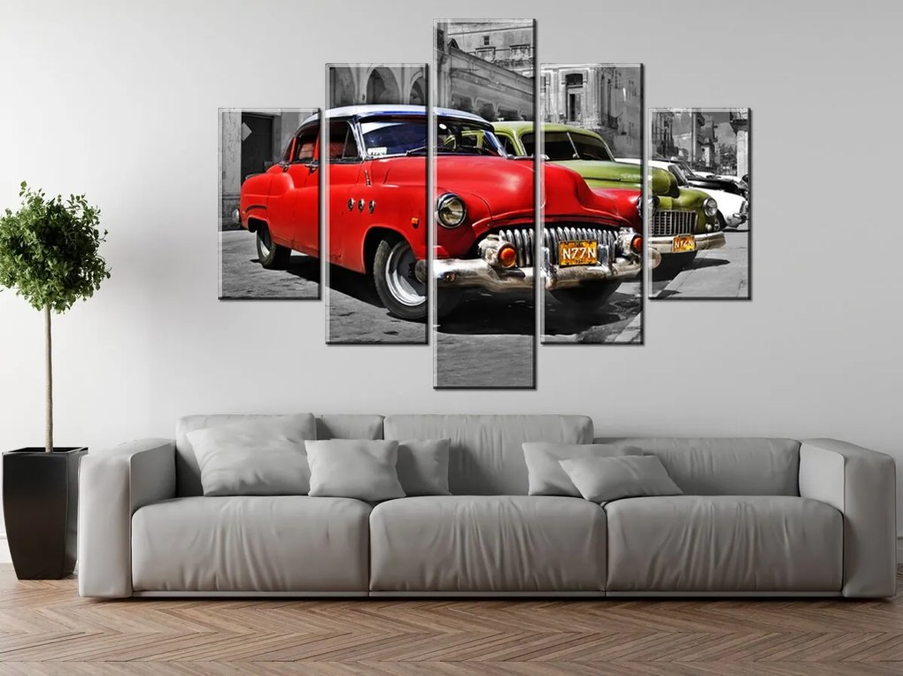 Gario Vászonkép Kubai taxi - 5 részes Méret: 150 x 70 cm