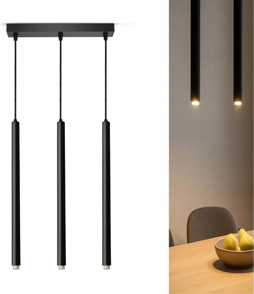 Mennyezeti függőlámpa Laser Jégcsap Tuba 853-BZ3 Fekete G9 3-pontos Led