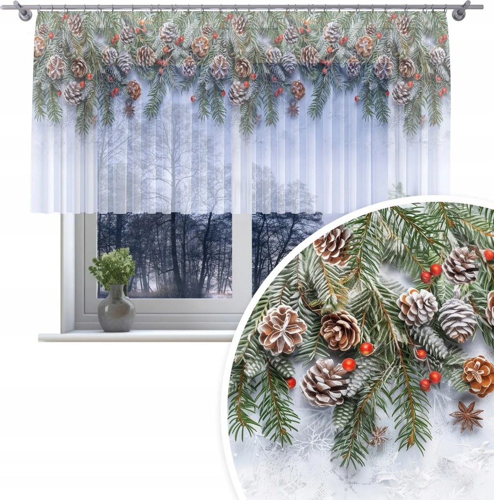 Kész Függöny 300x120 Fátyol Festett Karácsonyi Minta Békáknak 307 Karácsony