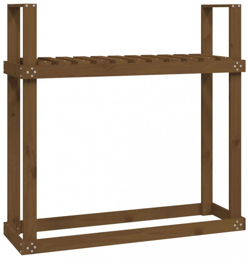 mézbarna tömör fenyőfa tűzifatartó állvány 110 x 35 x 108,5 cm
