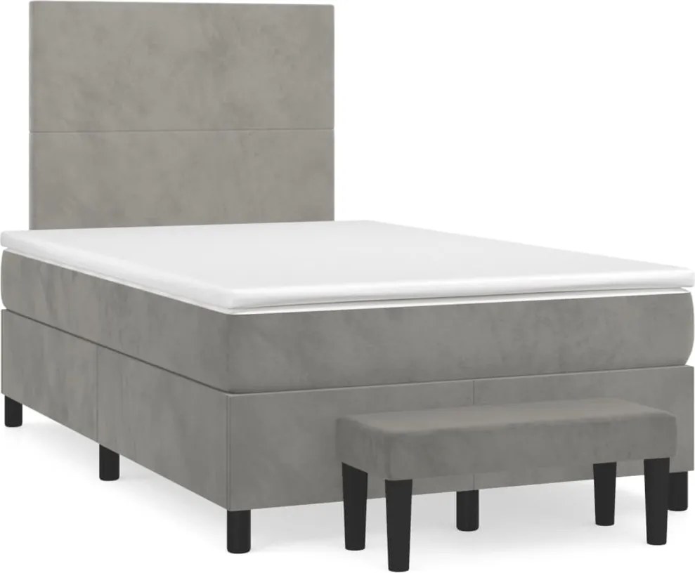 vidaXL világosszürke bársony rugós ágy matraccal 120 x 200 cm