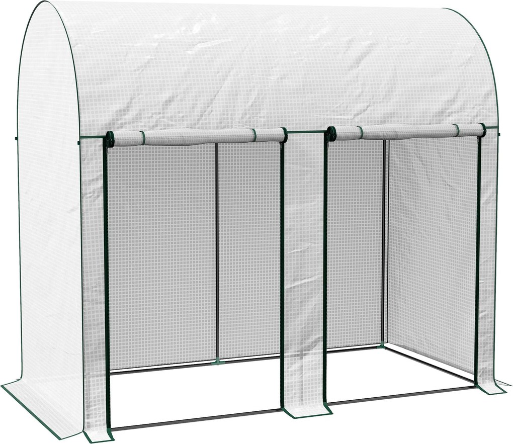 Outsunny Kicsi Üvegház Kültéri Üvegház Két Cipzáras Ajtóval és PE Borítással - Növények, Virágok Növesztésére 200x100x178 cm Fehér | Aosom