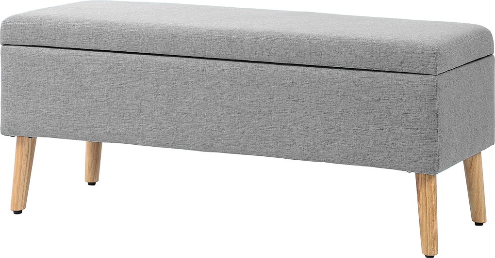 HOMCOM Tároló Pad Laza Hatású Kárpitozással, Ágy Pad Fa Lábbal, Tároló Doboz Nappalihoz, Hálószobához, Előszobához 110 x 39 x 45 cm, Szürke | Aosom