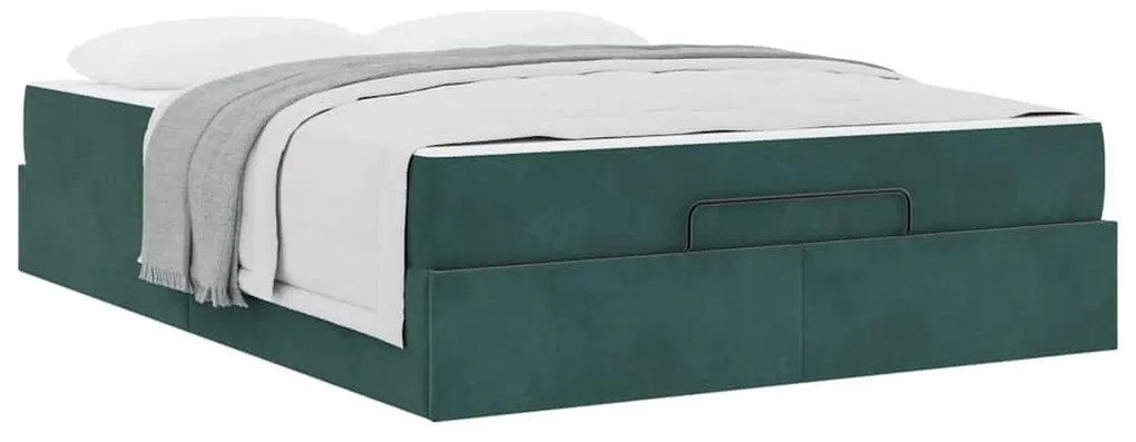 Ágykeret Sötétzöld 160 x 200 cm Bársony