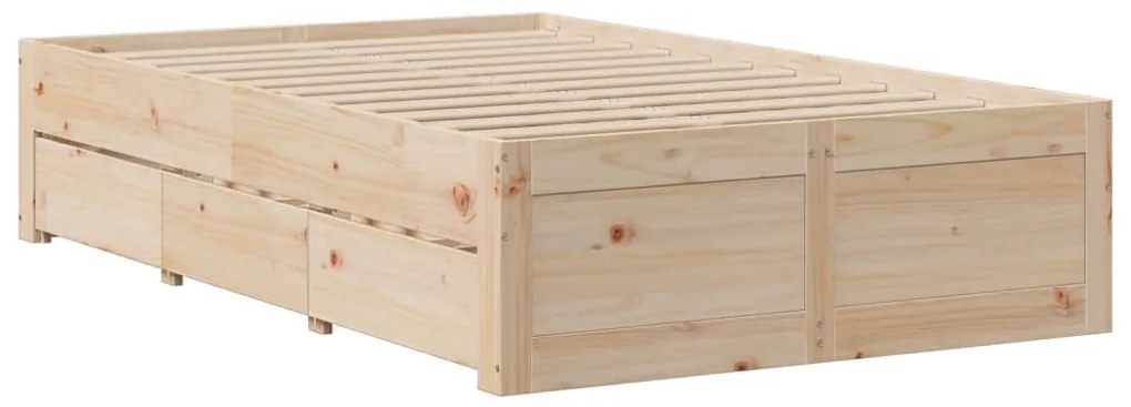tömör fenyőfa fiókos ágykeret matrac nélkül 120 x 200 cm
