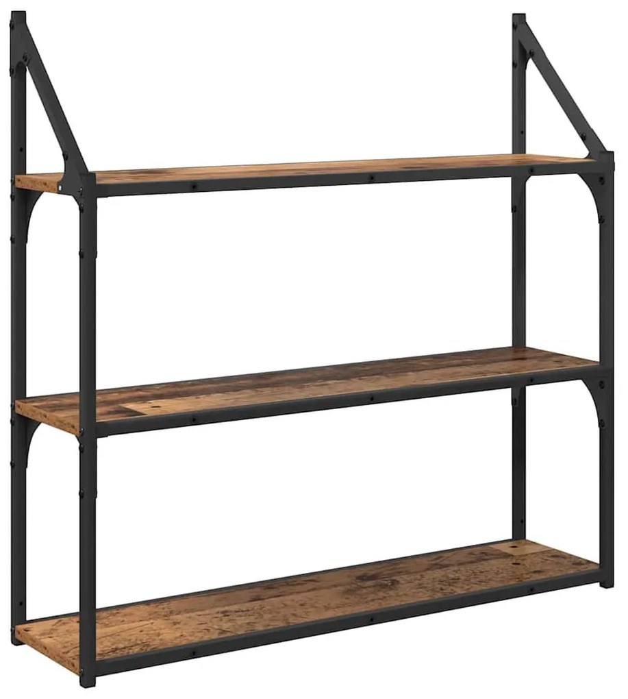 vidaXL Falpolc polcokkal tárolóval Öreg fa 80 x 21 x 78,5 cm Faanyag