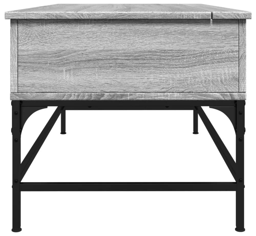 szürke sonoma szerelt fa és fém dohányzóasztal 100 x 50 x 45 cm