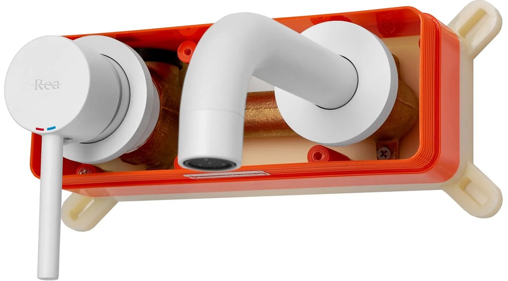 Falra szerelhető csaptelep Rea Lungo White Mat + box