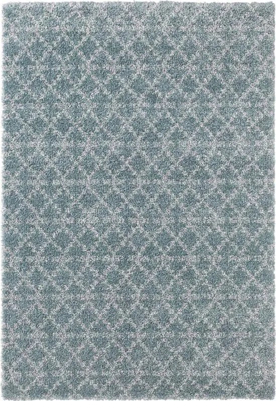 Türkiz krémszínű vastag shaggy szőnyeg nappaliba,boho mintás 200x290cm