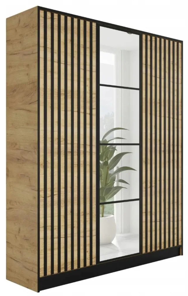 Eden2 3D Gardróbszekrény 156,4cm, Arany Tölgy