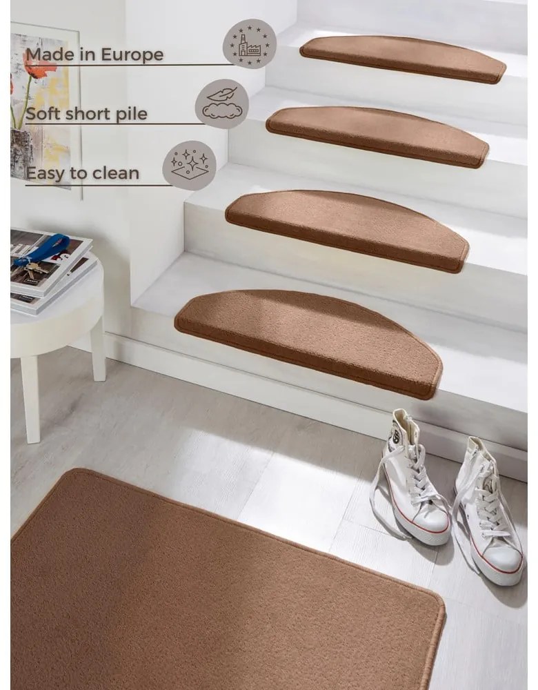Fancy 15 db-os barna lépcsőszőnyeg szett, 23 x 65 cm - Hanse Home