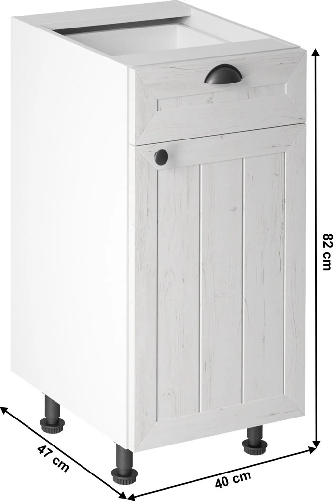 alsószekrény fiókkal D40S1, fehér/sosna andersen, PROVANCE
