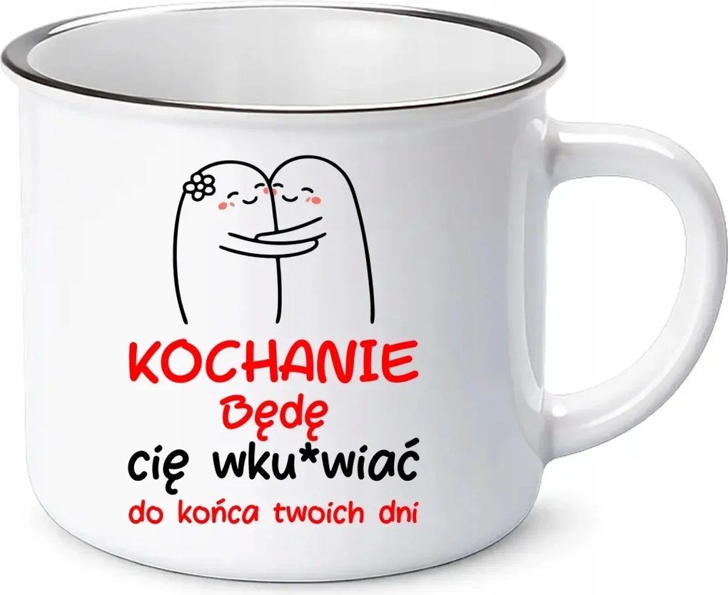 Életed végéig bekukkollak Zománcozott Bögre Valentin Napi Ajándék