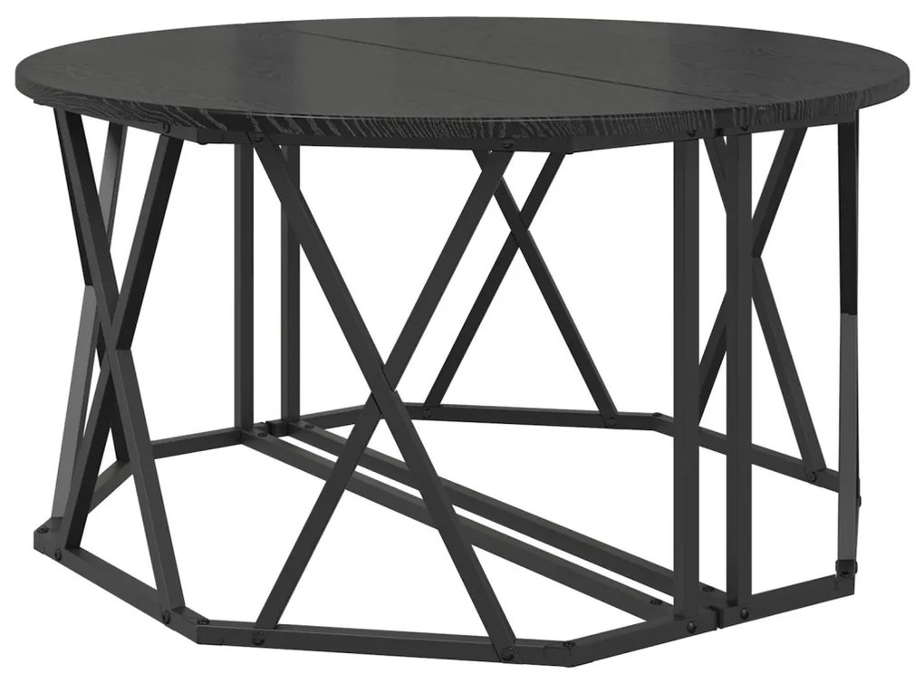 Fekete Oak Kávézóasztal 80x80x42 cm Mérnöki Fa