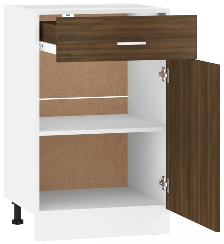 “Lyon” barna tölgyszínű szerelt fa alsó fiókos szekrény